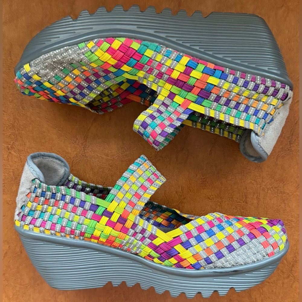 Bernie Mev Lulia Woven Slip-On Wedge Shoes Multicolor Women EU 39 US 8.5 Comfort - Picture 7 of 9